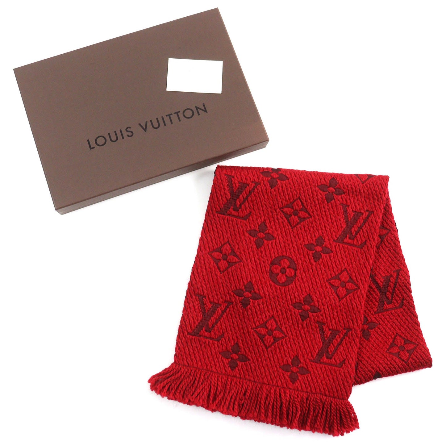 LOUIS VUITTON Scarf 413287 Main: 94% wool, Main: 6% silk Ruby Escalp Logo Mania Women