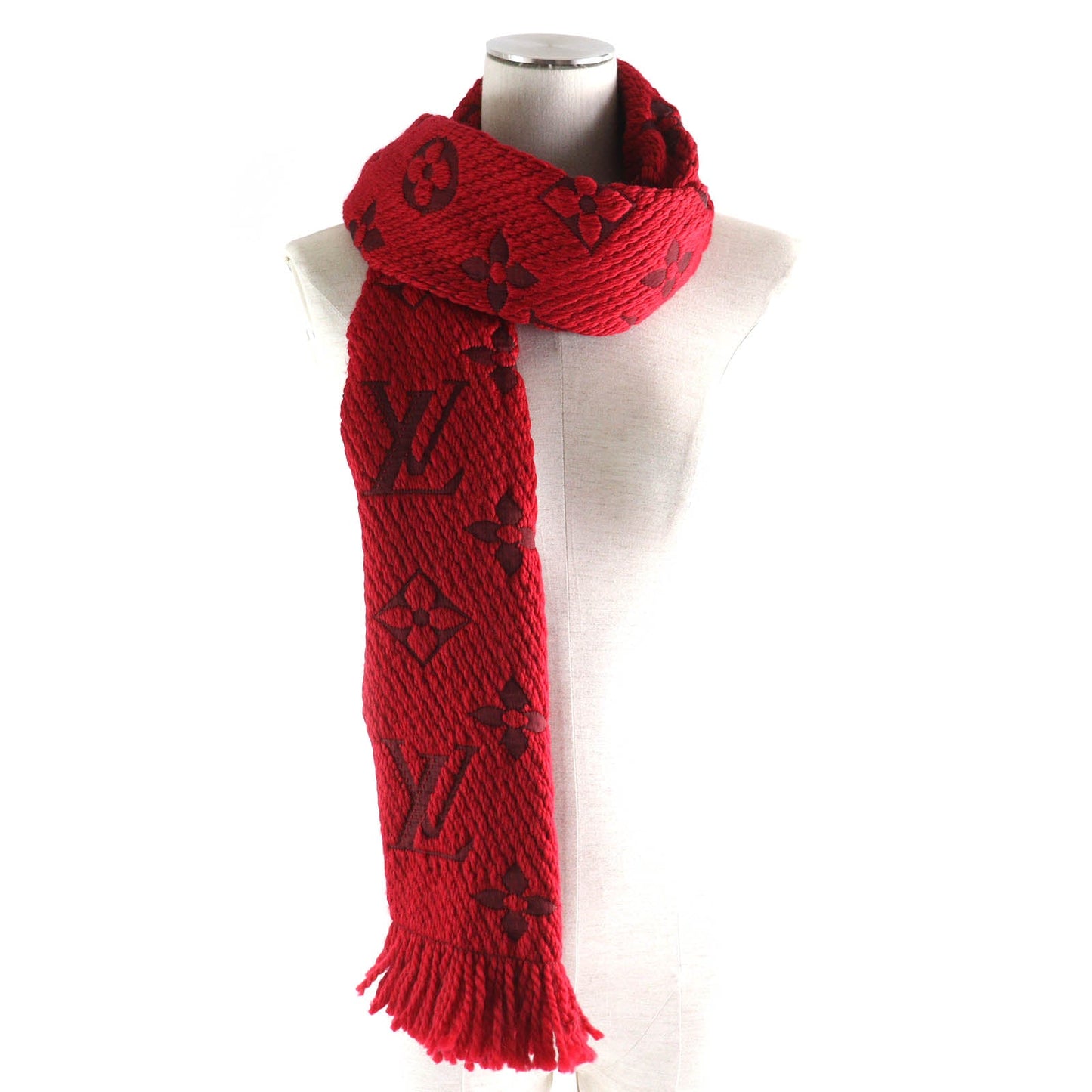 LOUIS VUITTON Scarf 413287 Main: 94% wool, Main: 6% silk Ruby Escalp Logo Mania Women