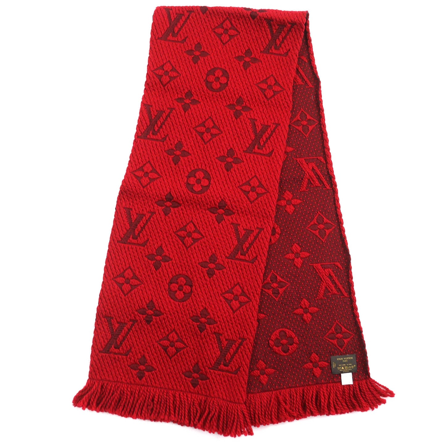 LOUIS VUITTON Scarf 413287 Main: 94% wool, Main: 6% silk Ruby Escalp Logo Mania Women