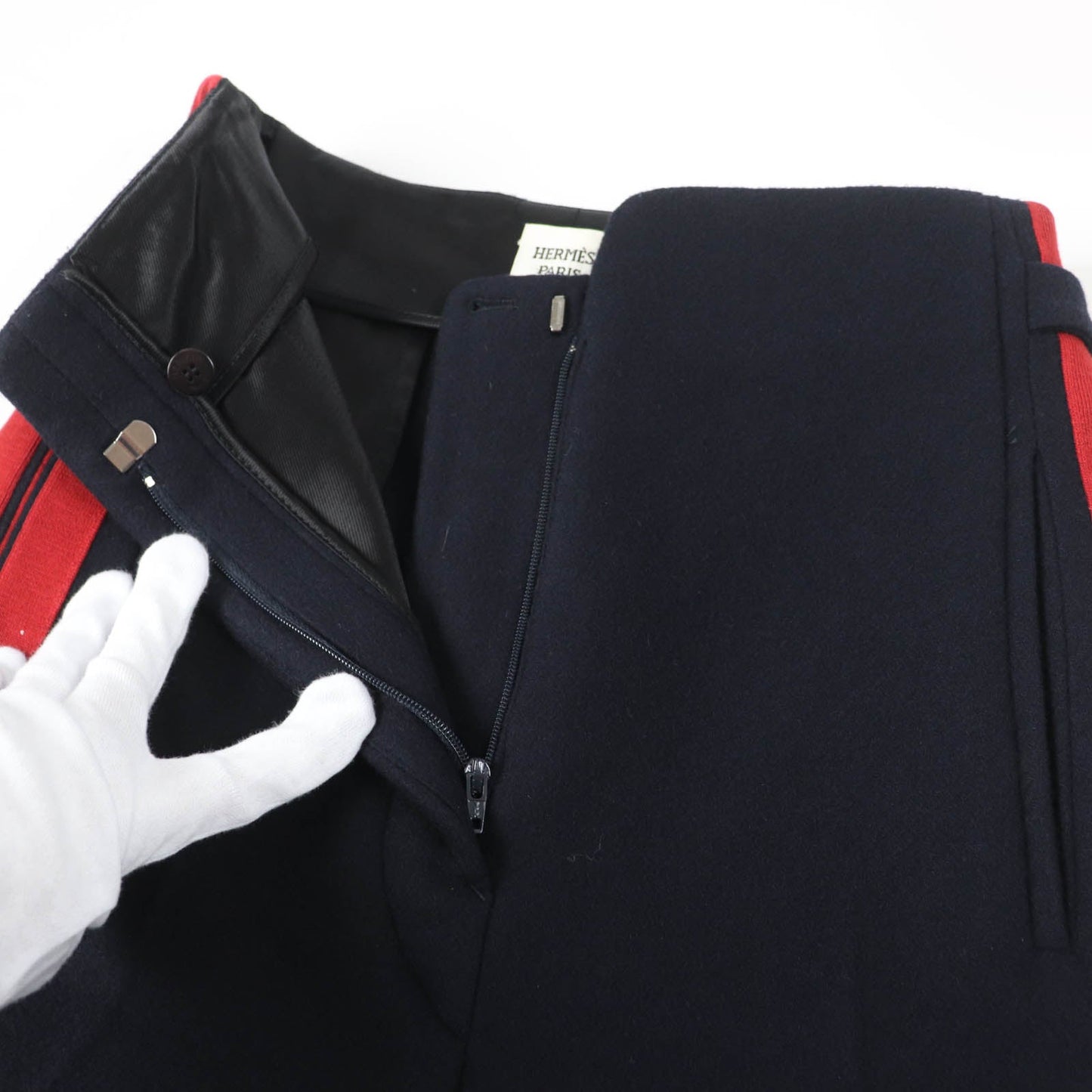 HERMES Pants Main: 100% cashmere, Part: 100% wool Dark navy Women 34