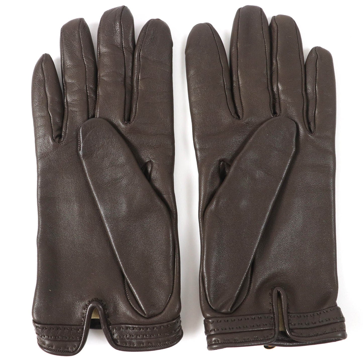 HERMES gloves Main: Leather Dark brown Women 7 1/2