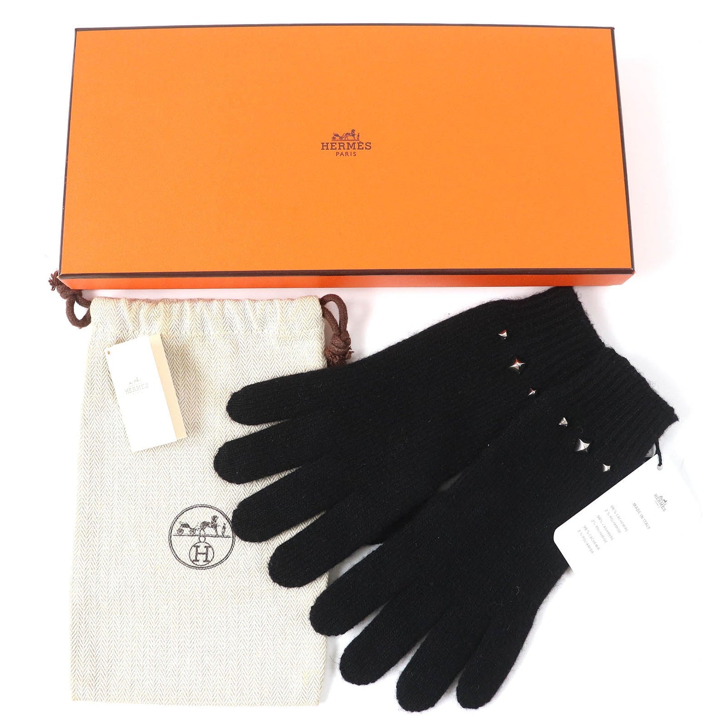 HERMES gloves Main: 98% cashmere, Main: 2% polyester black Darling Meador Women S