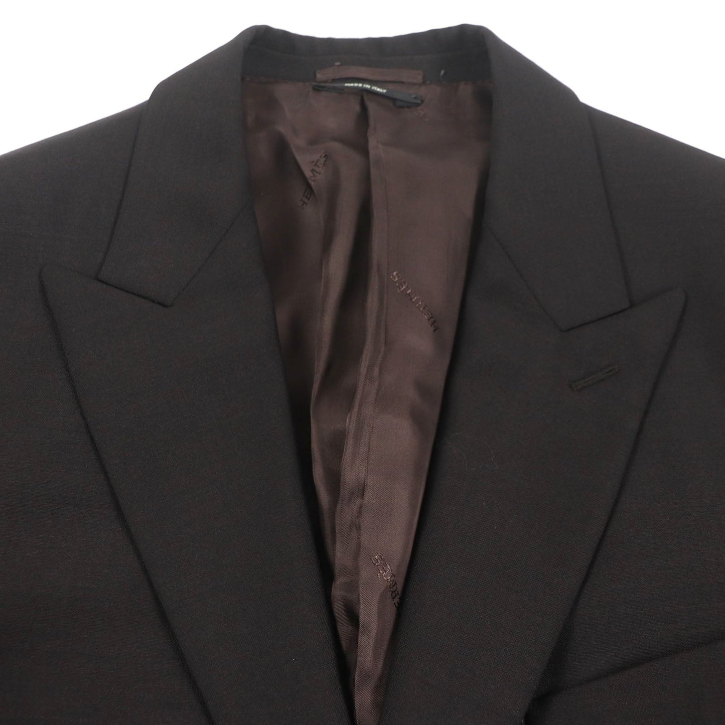 HERMES tailored jacket Outer: 73% wool, Outer: 27% mohair, Part: 100% silk, Lining: 100% cupra, Lining: 100% silk Dark brown mens 52