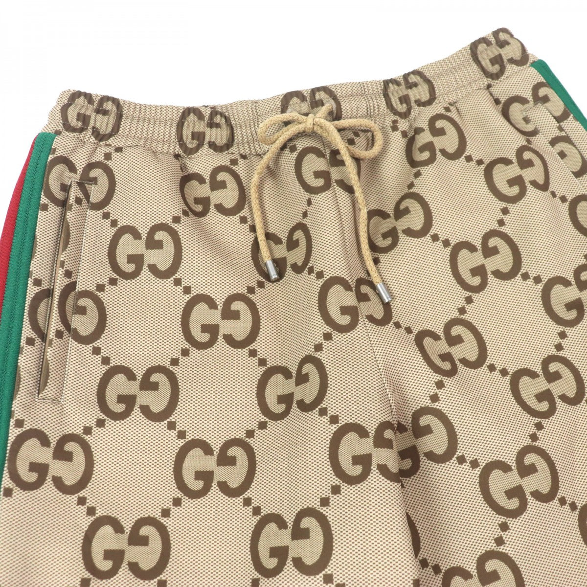 GUCCI Pants 715192 Main: 85% polyester, Main: 15% polyurethane, Part: 100% polyester, Part: 91% polyester, Part: 6% nylon Brown type Jumbo GG Jogging Pant mens L