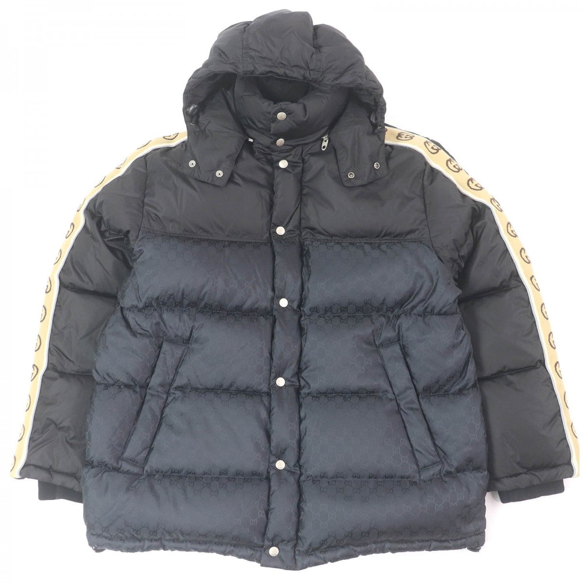 GUCCI down coat 598725 Main: 100% nylon, Part: 100% wool, Filling: 80% down, Filling: 20% feather, Part: 80% nylon black mens 50