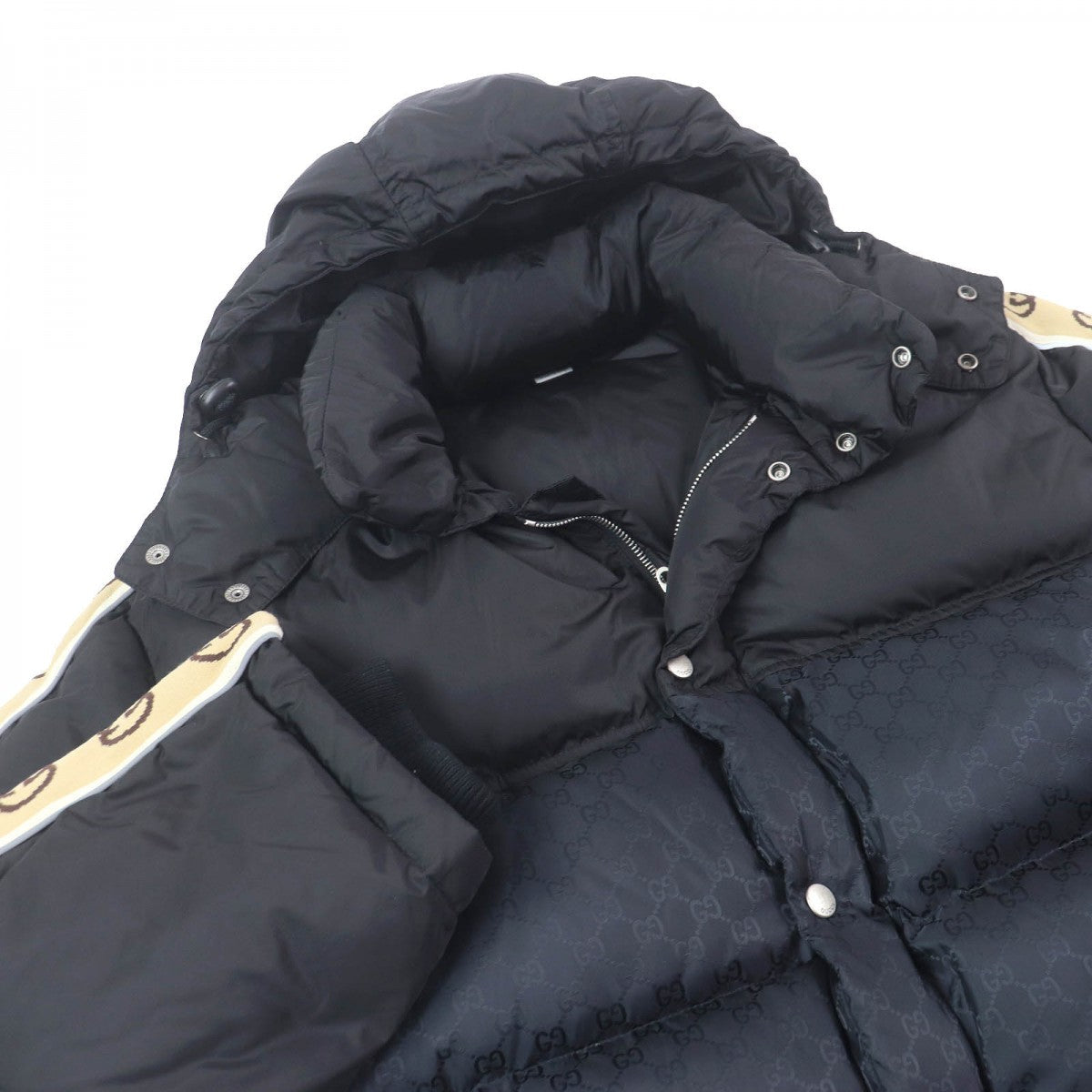 GUCCI down coat 598725 Main: 100% nylon, Part: 100% wool, Filling: 80% down, Filling: 20% feather, Part: 80% nylon black mens 50