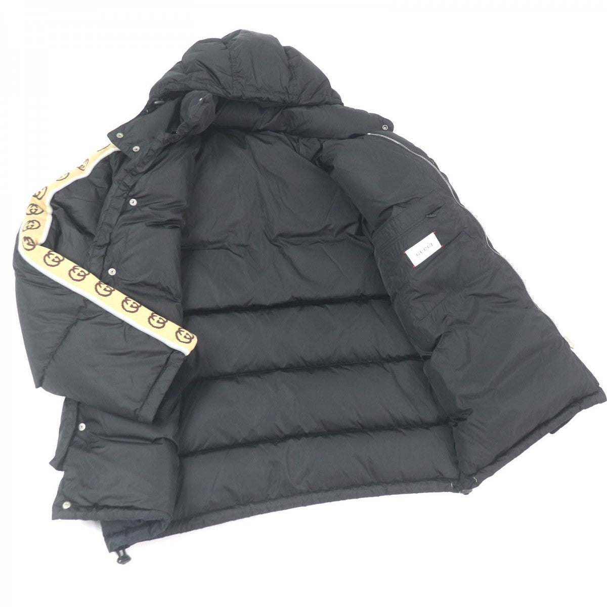GUCCI down coat 598725 Main: 100% nylon, Part: 100% wool, Filling: 80% down, Filling: 20% feather, Part: 80% nylon black mens 50
