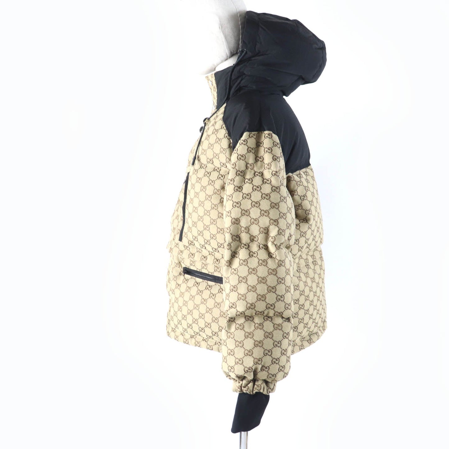 GUCCI Down jacket 761698 Main: 70% cotton, Main: 30% polyester, Main: 100% nylon, Part: 98% nylon, Part: 2% polyurethane beige GG canvas bomber jacket Women 36