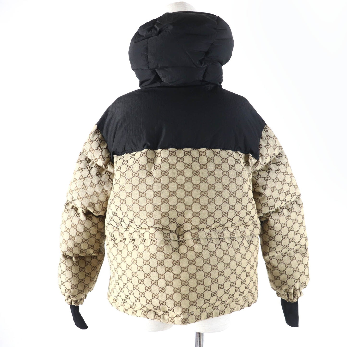 GUCCI Down jacket 761698 Main: 70% cotton, Main: 30% polyester, Main: 100% nylon, Part: 98% nylon, Part: 2% polyurethane beige GG canvas bomber jacket Women 36