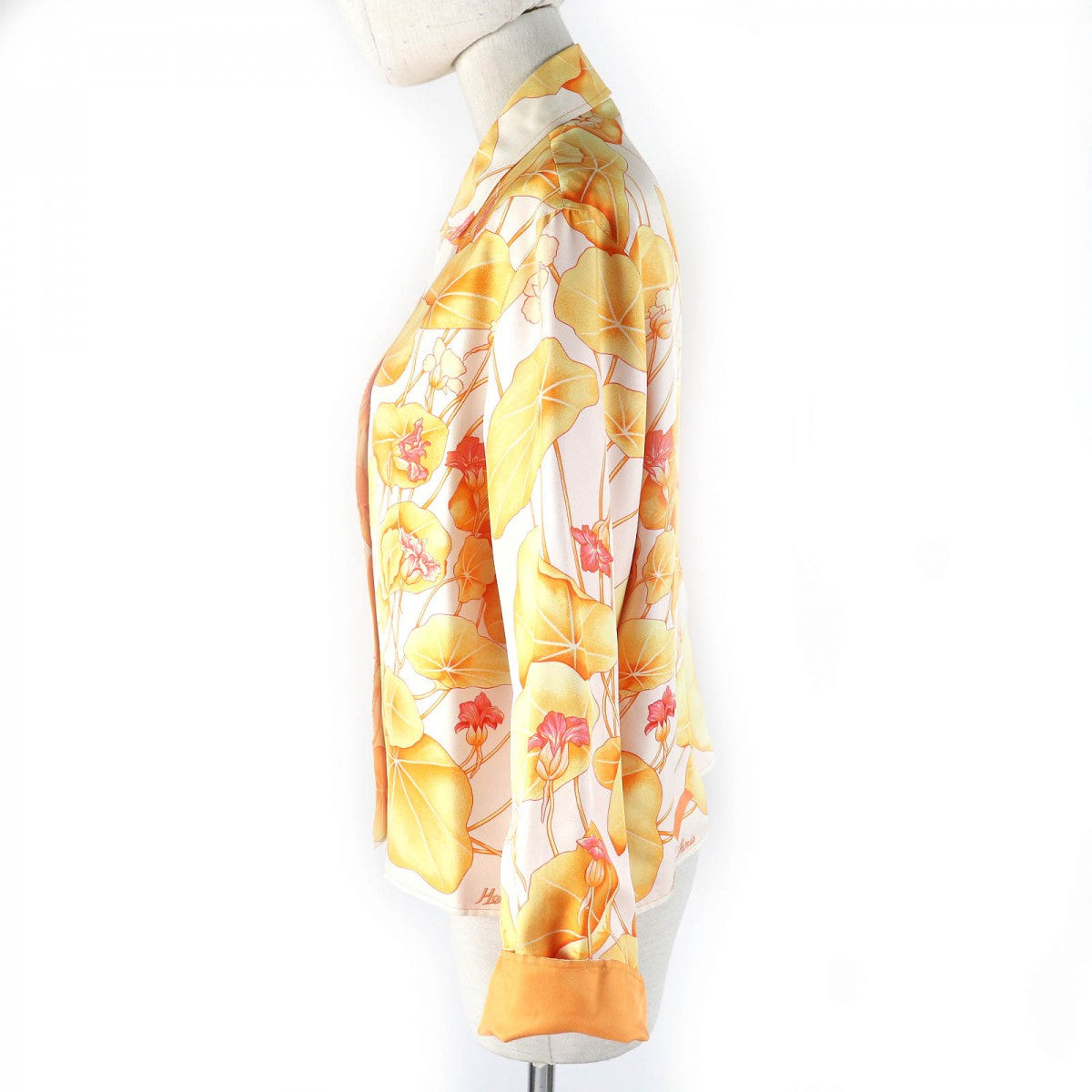HERMES Long sleeve shirt Main: 100% silk Orange type Margiela period Les Capucines Women 38
