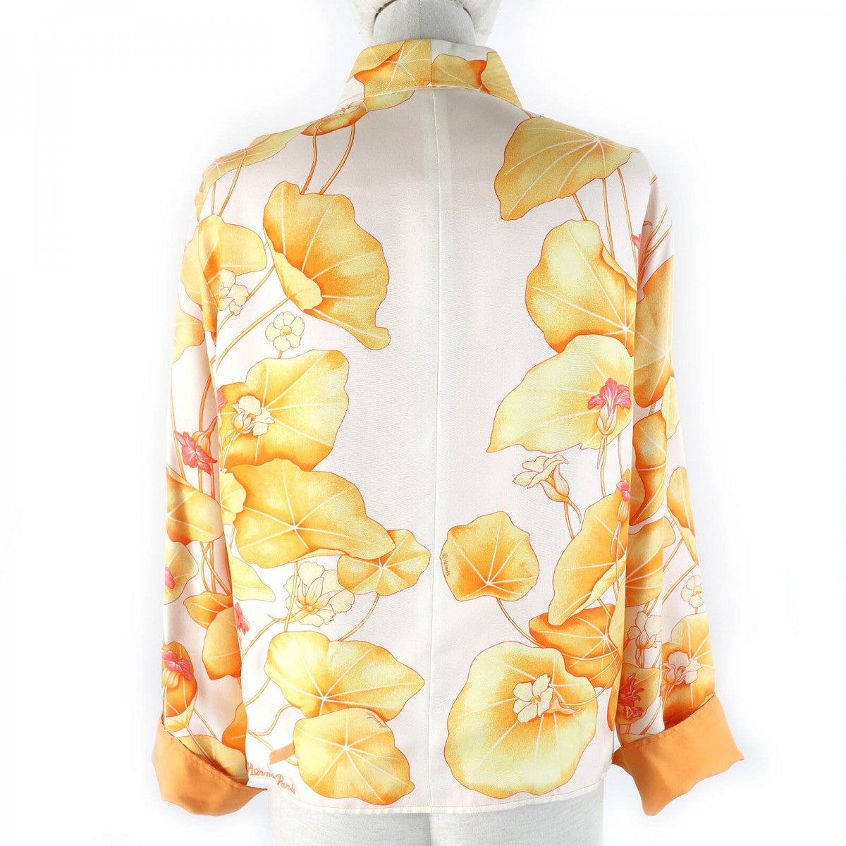 HERMES Long sleeve shirt Main: 100% silk Orange type Margiela period Les Capucines Women 38