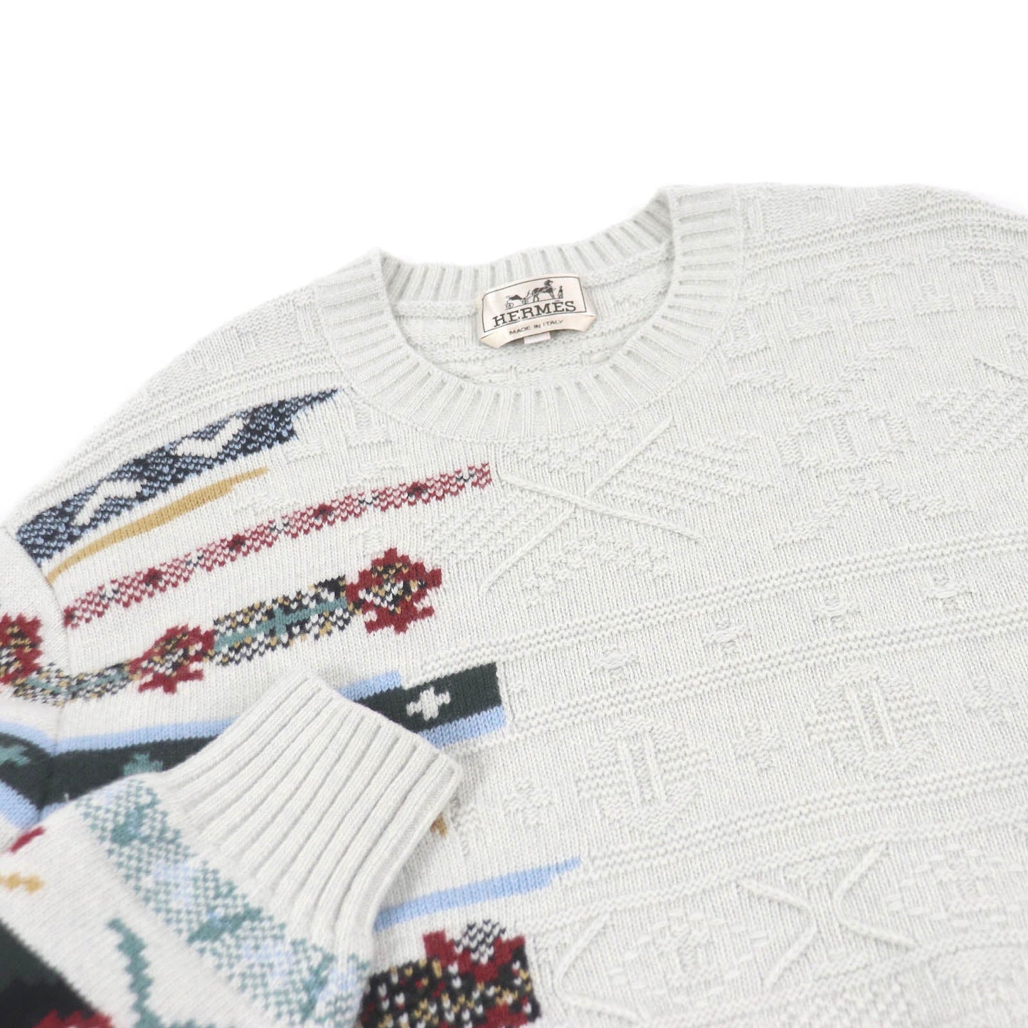 HERMES knit Main: 55% wool, 43% cashmere, 2% nylon Light gray Couleurs en cours mens S