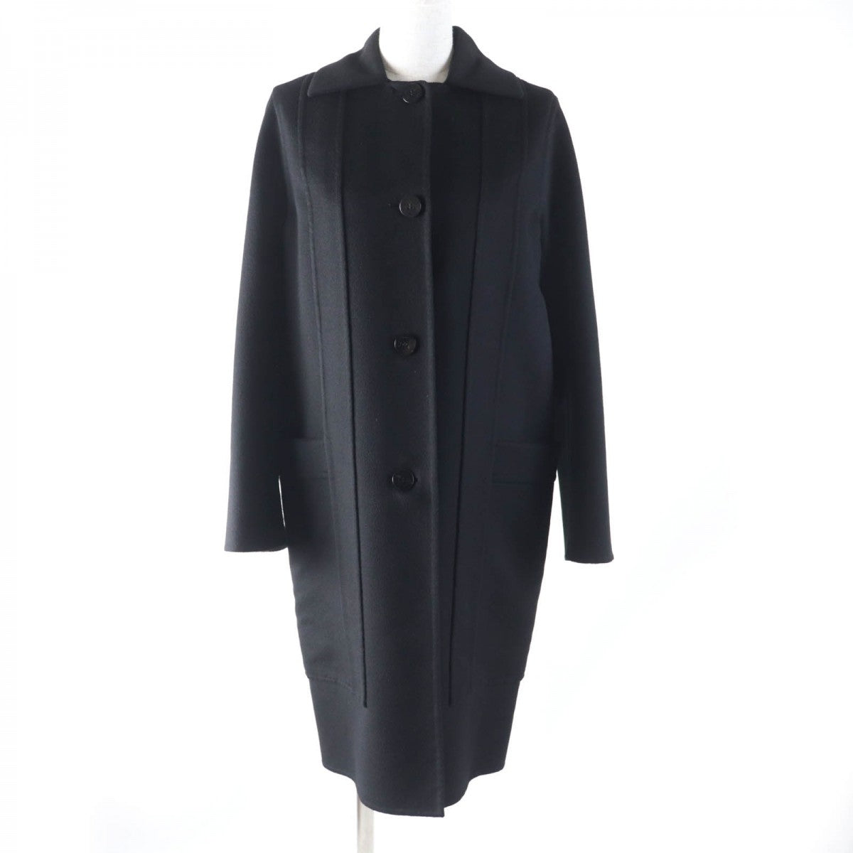 HERMES Stainless collar coat Main: 100% cashmere black Women 34