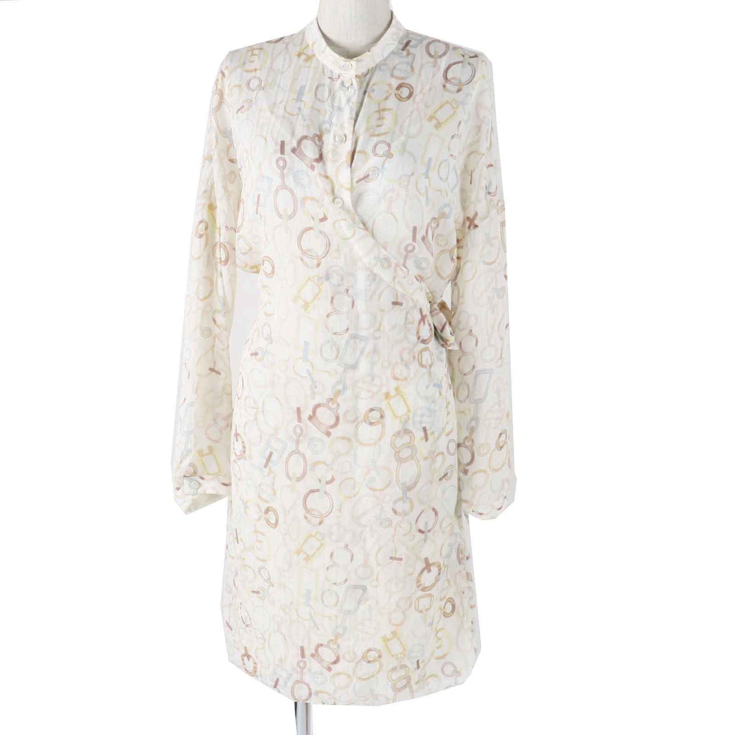 HERMES one piece 3H0514DN Main: 100% silk, petticoat 100% silk Multi Women 36