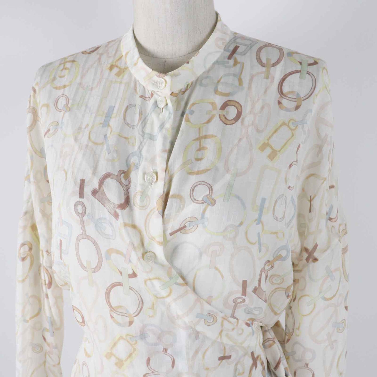 HERMES one piece 3H0514DN Main: 100% silk, petticoat 100% silk Multi Women 36