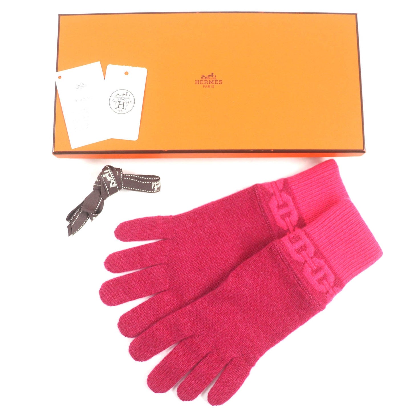 HERMES gloves H232006G Main: 99% cashmere, Main: 1% elastane Rose Extreme HEAVEN Women S