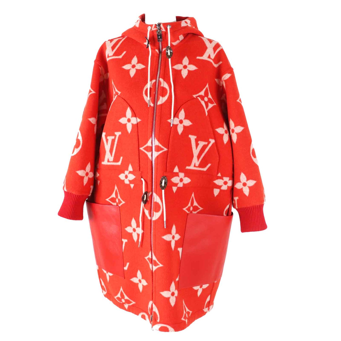 LOUIS VUITTON coat FMCO07 Outer: 99% wool, Outer: 1% silk, Part: 80% wool, Part: 13% nylon, Part: 1% polyurethane Red white Women 36