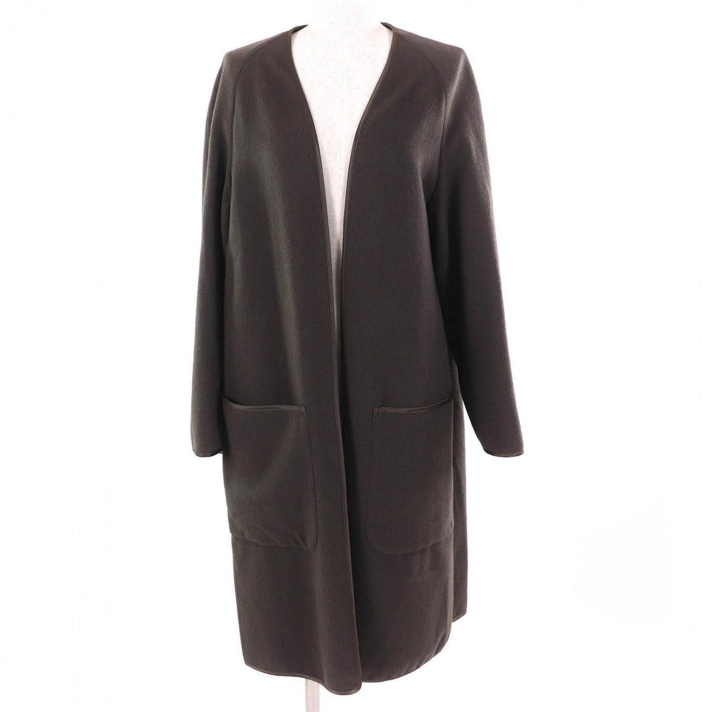 HERMES coat cashmere Khaki type 38