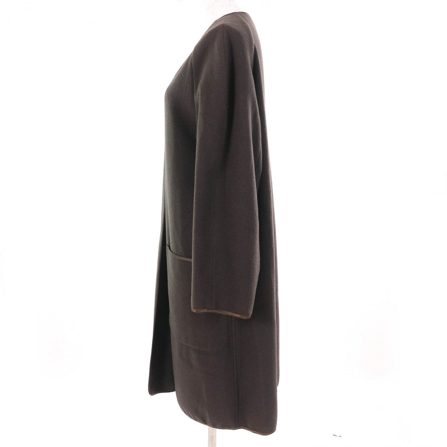 HERMES coat cashmere Khaki type 38
