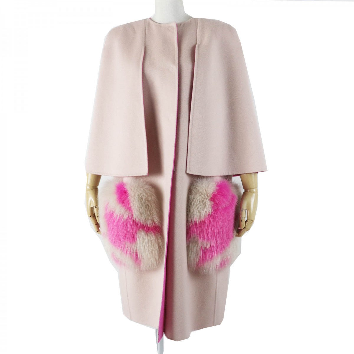 FENDI coat FF8458 W1D Outer: 100% wool, fur: fox pink Women 46