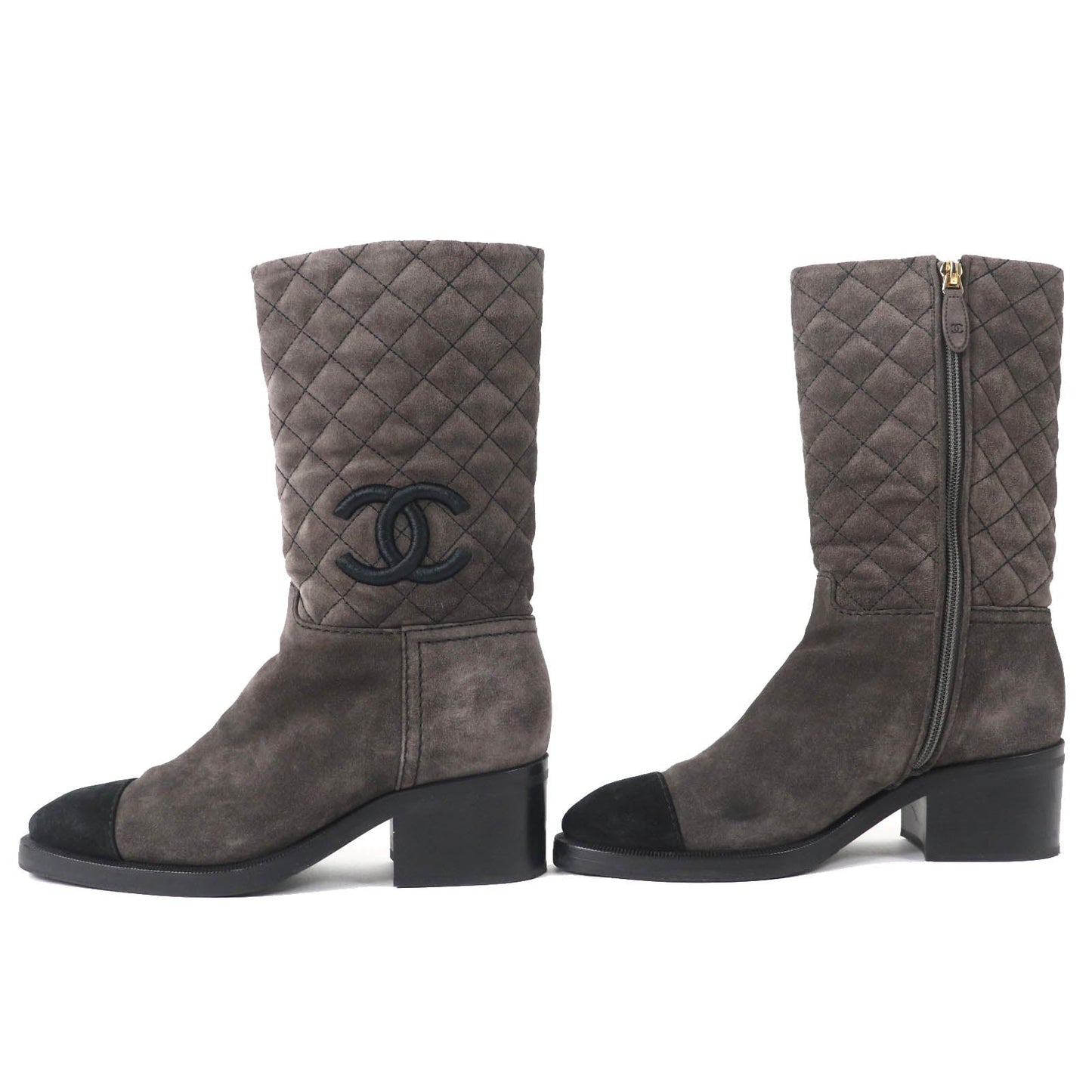 CHANEL boots G38158X56289 Main: Suede leather Charcoal gray black Women 36.5