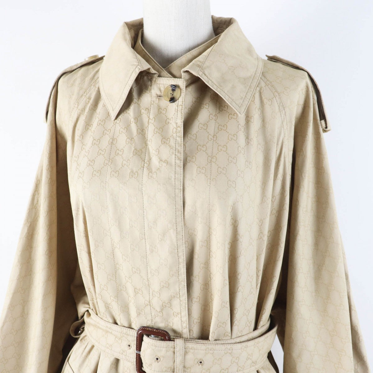 GUCCI trench coat 771441 Outer material: 50% cotton, Outer material: 50% nylon, Leather part: cowhide, Lining: 100% rayon beige Women 40