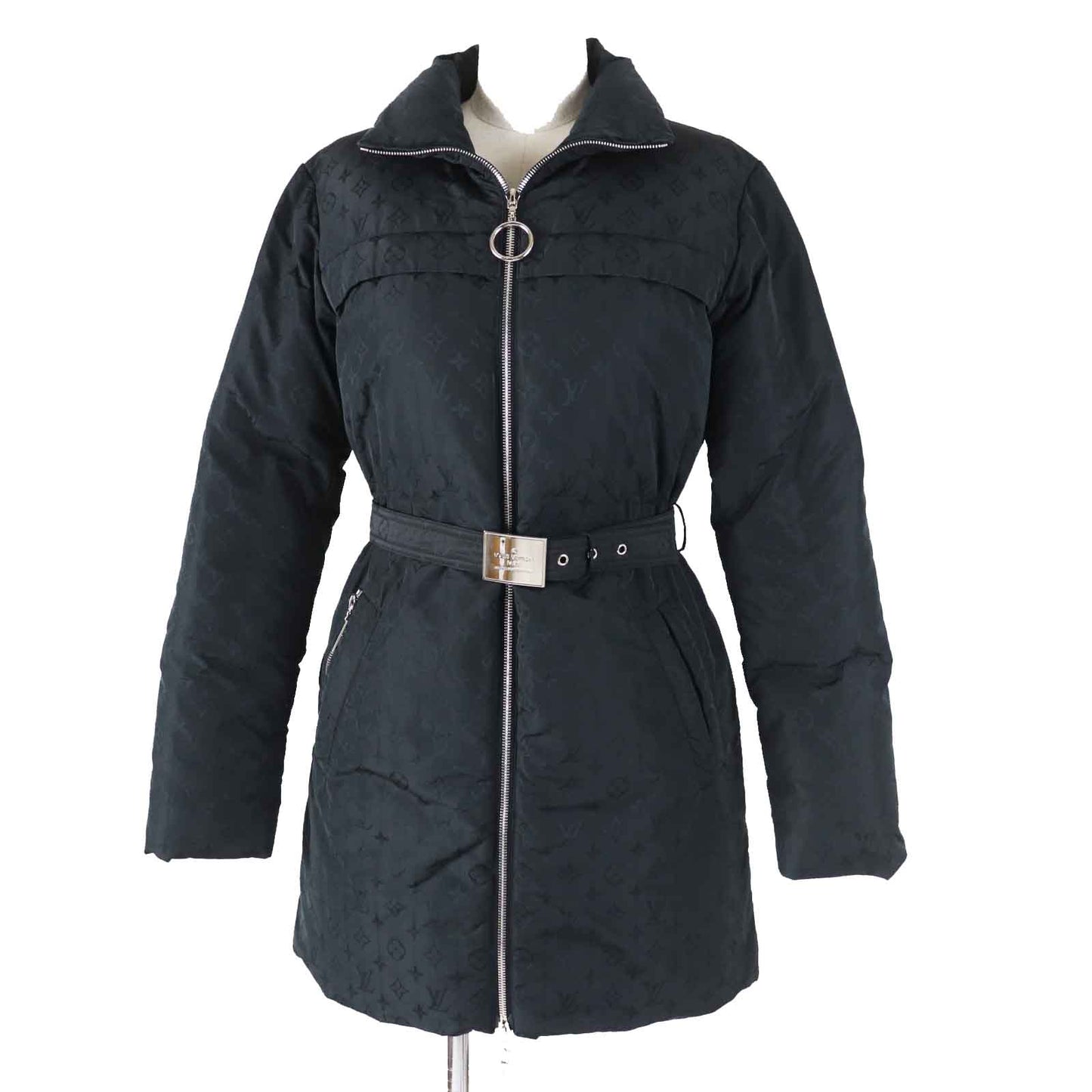 LOUIS VUITTON down coat FFCO018FLX Outer: 59% polyester, Outer: 41% silk, Lining: 50% rayon, Lining: 50% cupra, Filling: 90% down black Women 36