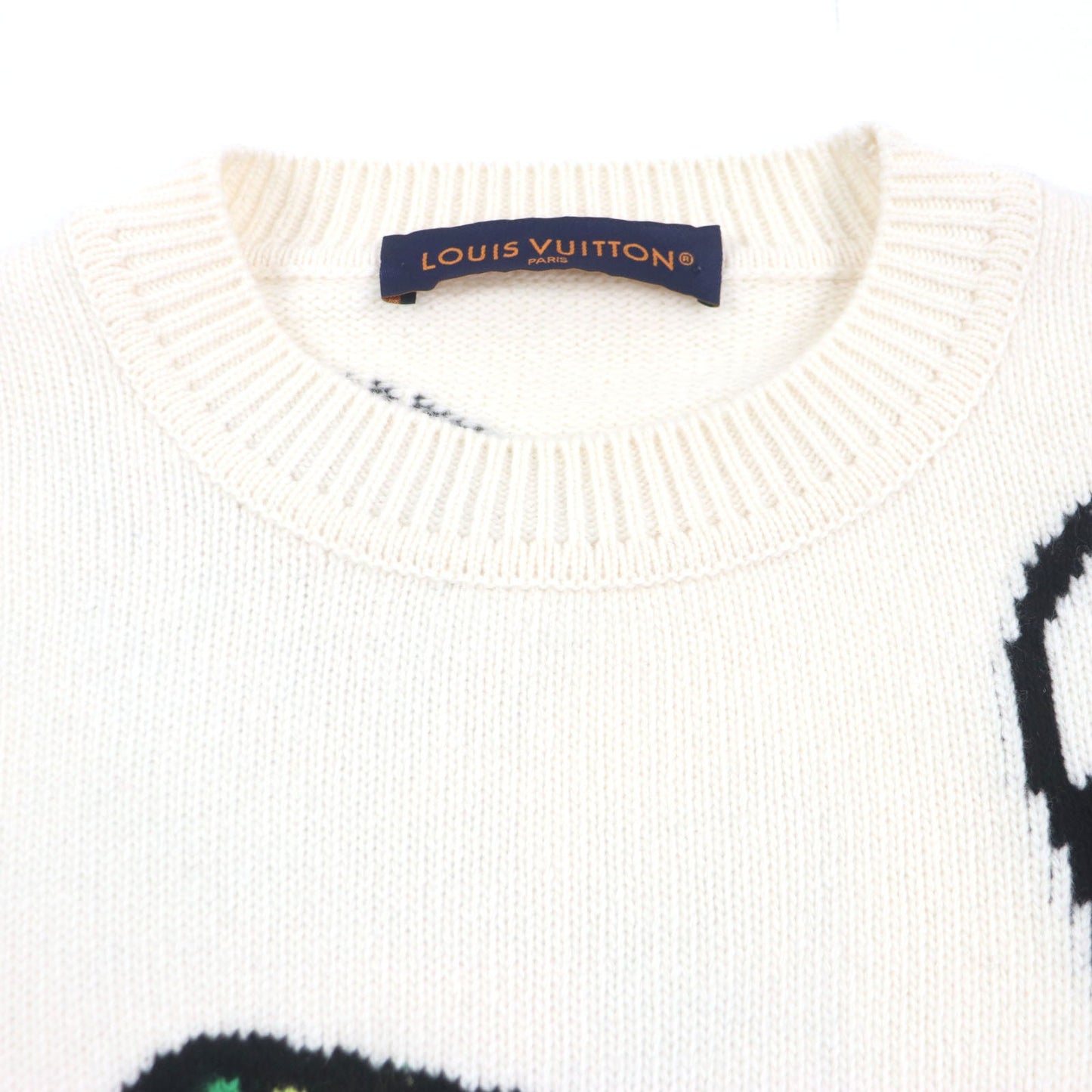 LOUIS VUITTON sweater HON63W Main: 100% wool Off White Multi LVPuzzle mens M