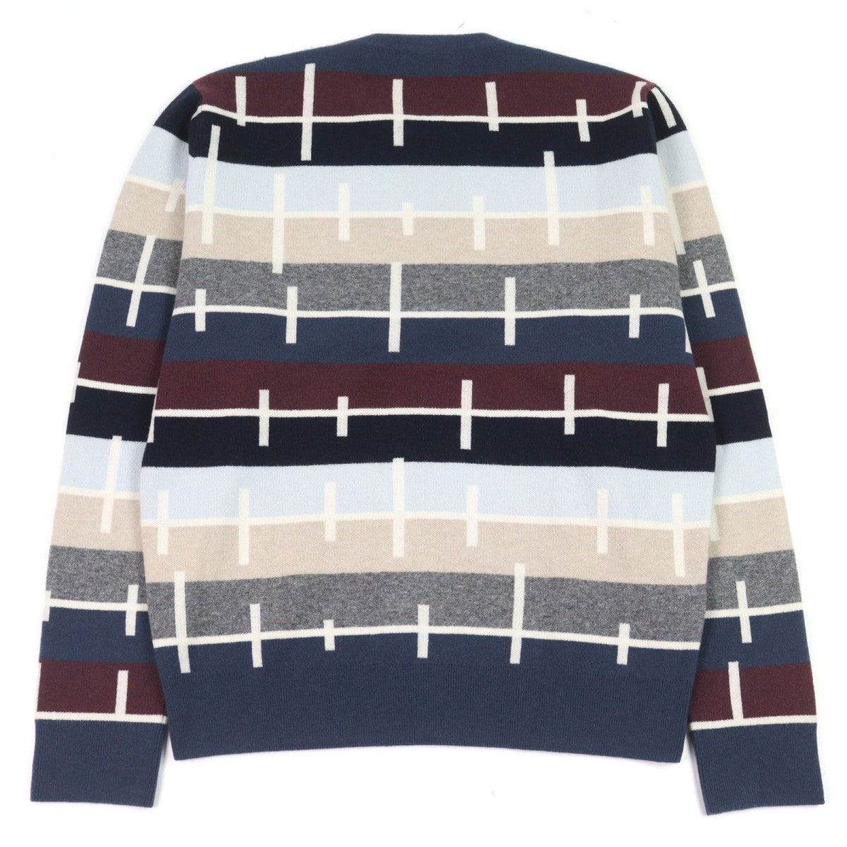 HERMES knit Main: 100% cashmere Multicolor Border Pattern mens M