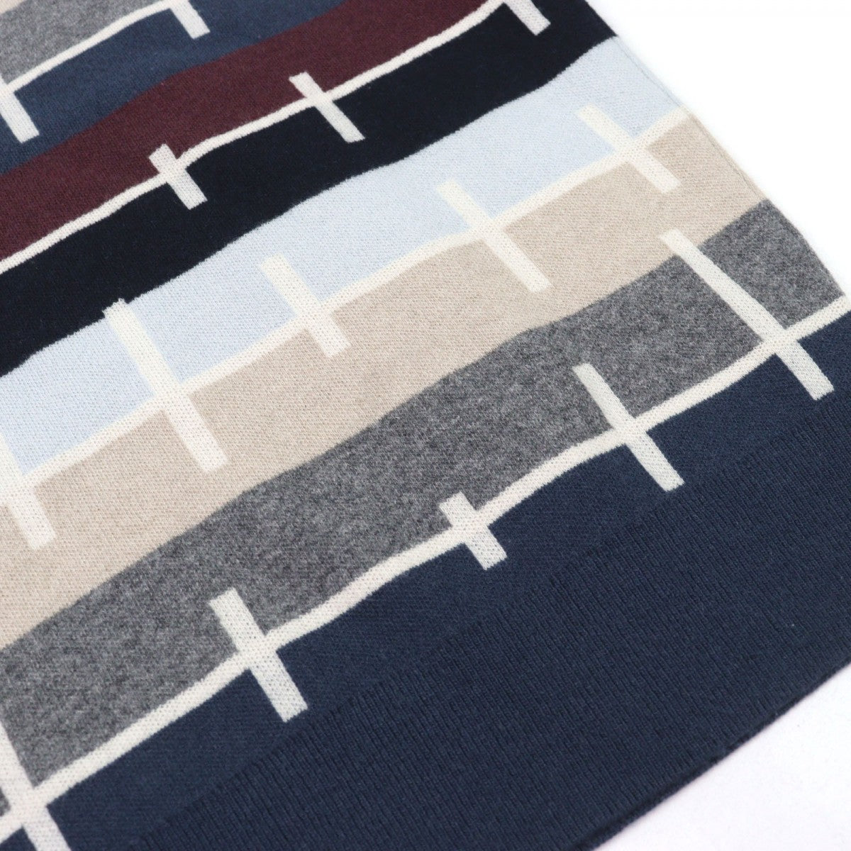 HERMES knit Main: 100% cashmere Multicolor Border Pattern mens M