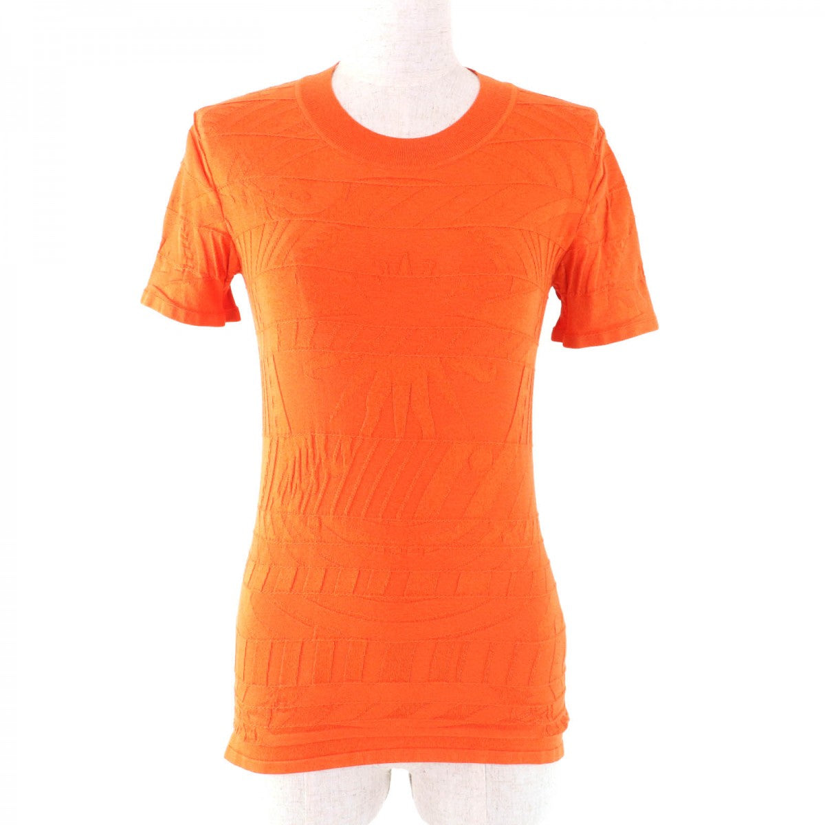 HERMES knit Main: 50% silk, Main: 35% cotton, Main: 11% nylon, Main: 4% polyurethane Orange Women 36