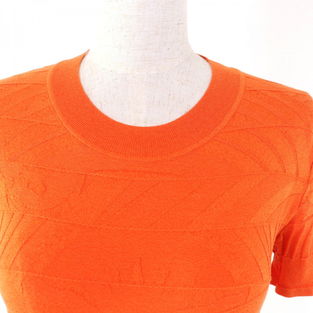 HERMES knit Main: 50% silk, Main: 35% cotton, Main: 11% nylon, Main: 4% polyurethane Orange Women 36