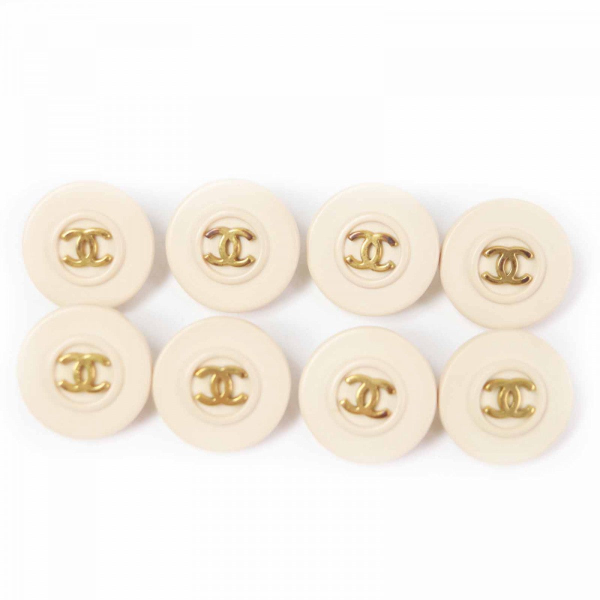 CHANEL Other fashion goods Plastic, Gold Plated beige Buttons, set of 8 Women