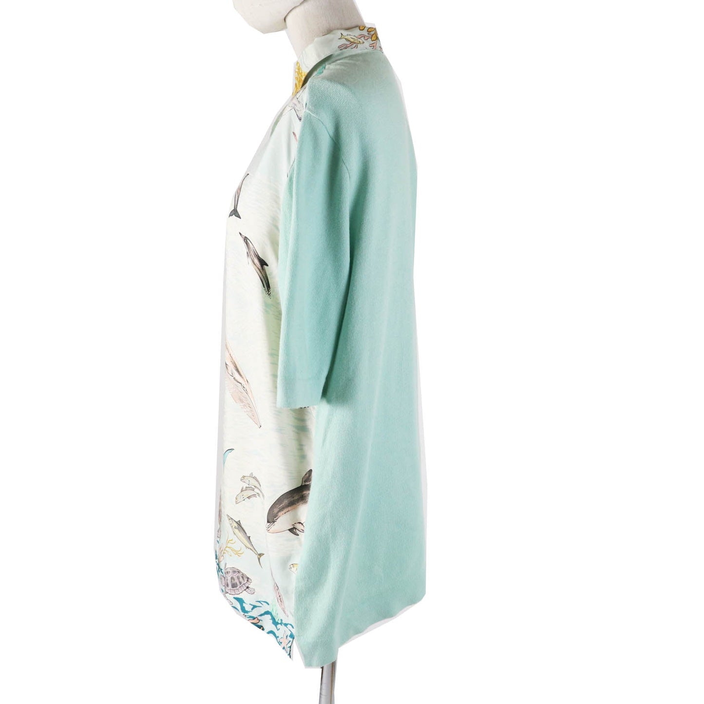 HERMES Short sleeve polo shirt Outer material: 100% silk, Outer material: 85% cotton, Outer material: 15% cashmere Light blue type The Precious Life of the Mediterranean Women M