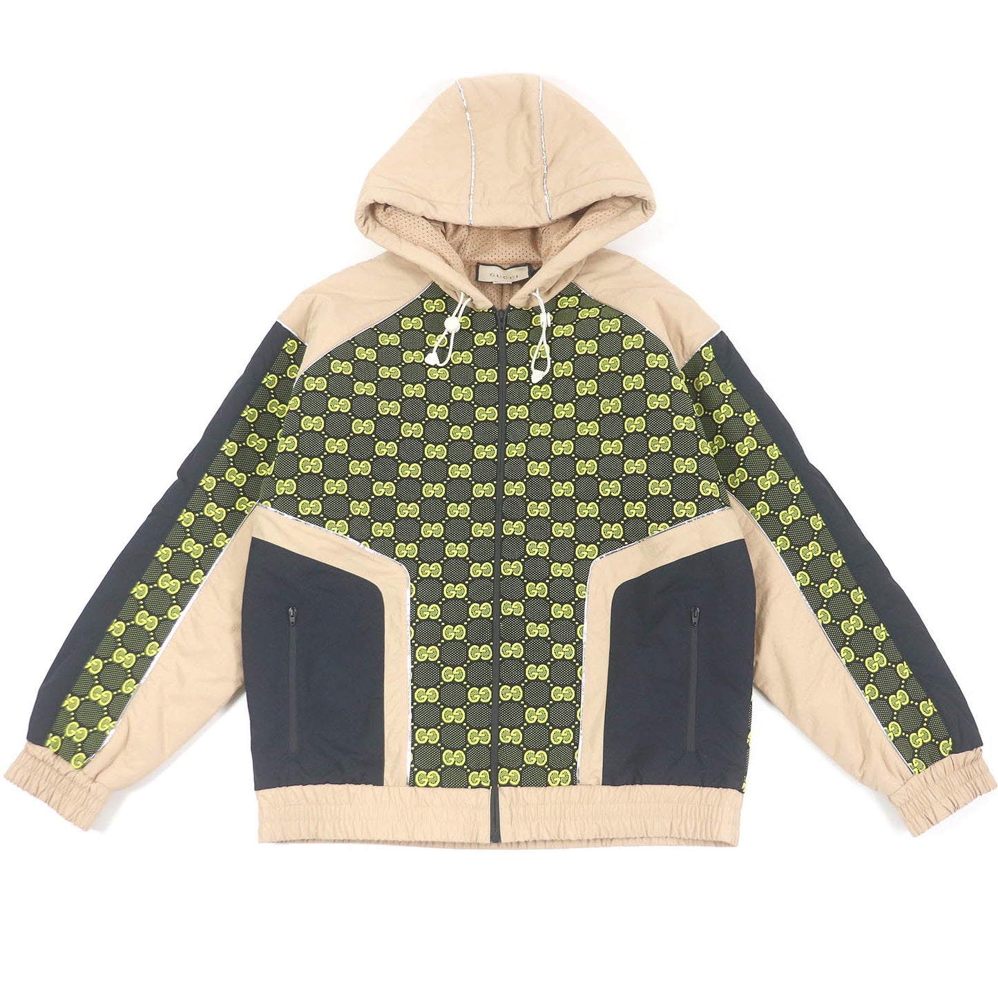 GUCCI Jacket 752157 Outer: 100% nylon, some: 96% nylon, some: 4% polyurethane, some: 61% polyurethane, some: 39% polyester beige mens M