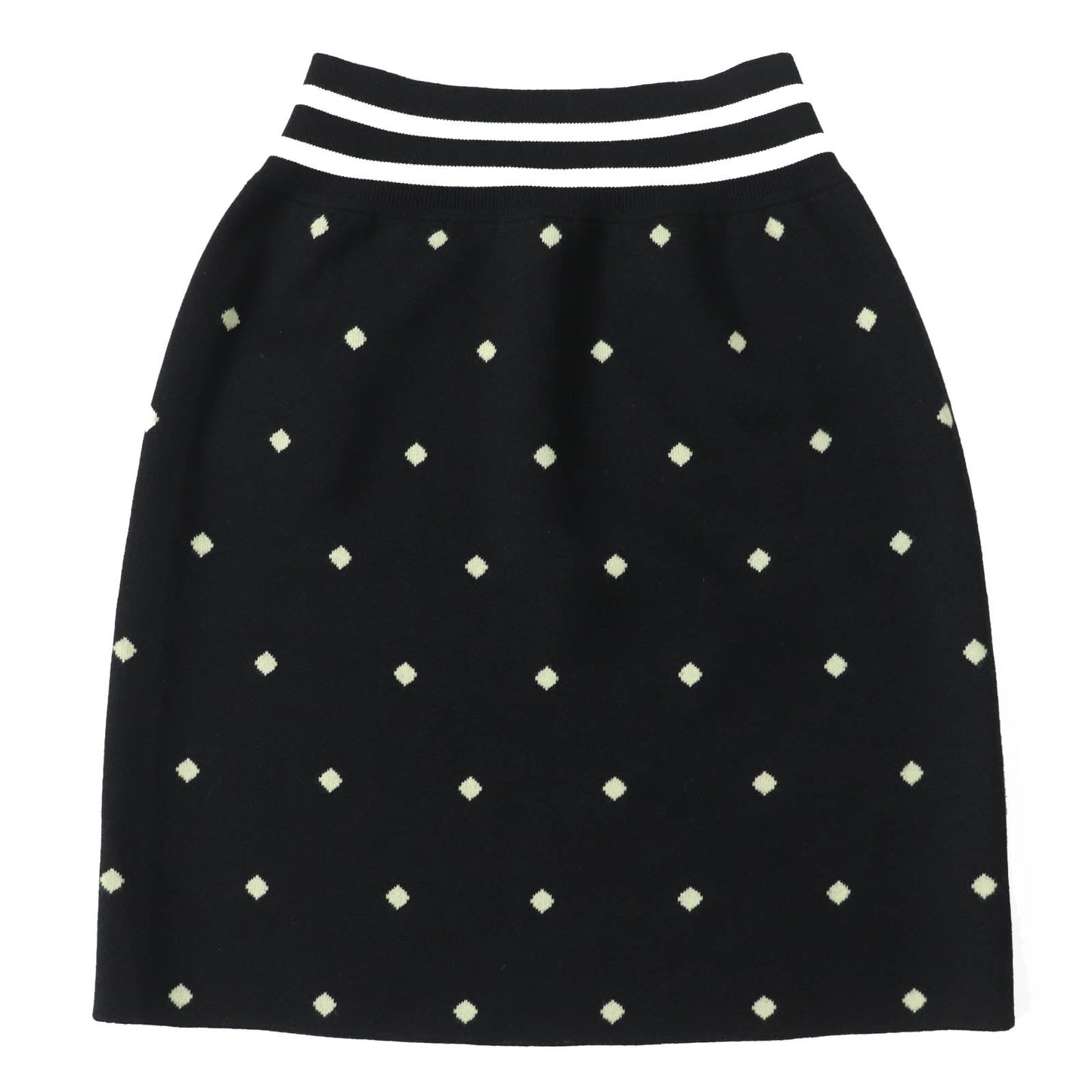 HERMES skirt 2H2302D8 Outer: 45% cashmere, Outer: 45% silk, Outer: 10% polyamide, Part: 48% cashmere, Part: 48% silk Black Light Green White Women 36