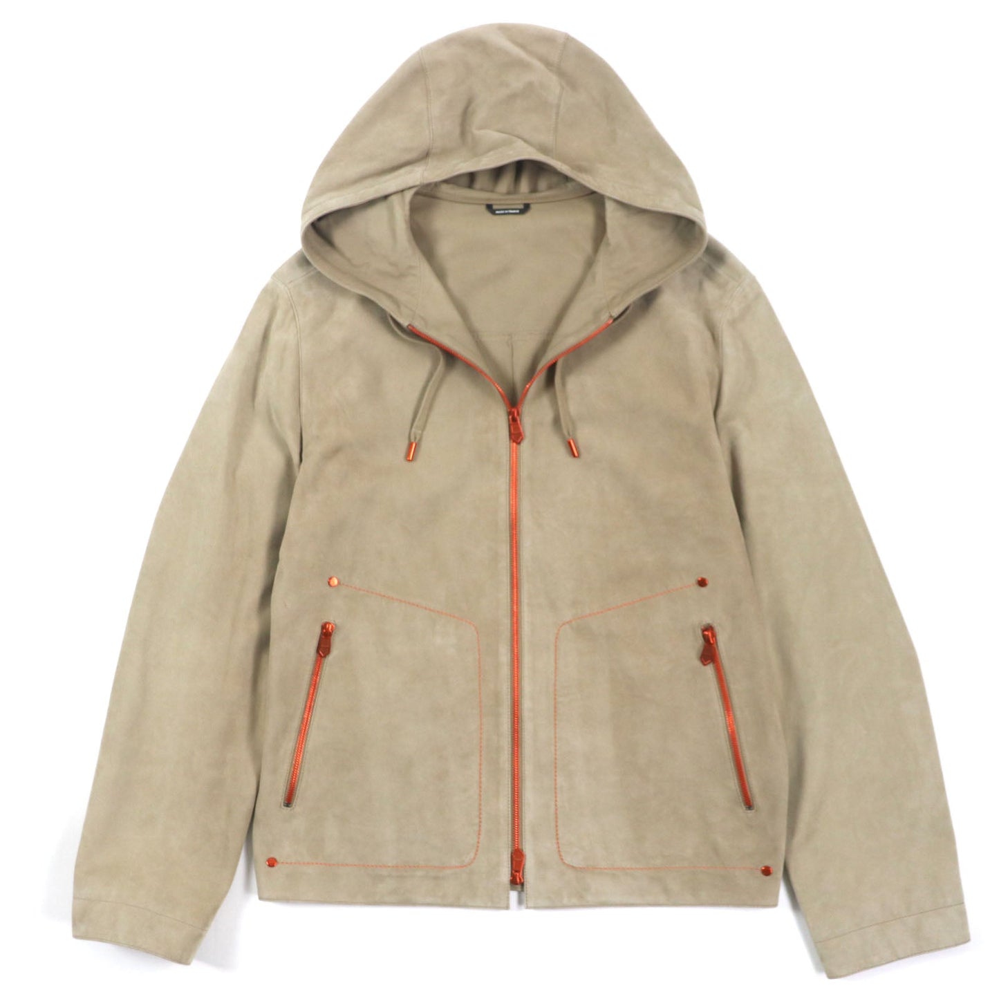 HERMES Jacket Main: Reindeer leather, Sleeve lining: 100% Cupra, Part: 100% Cotton Beige orange mens 44