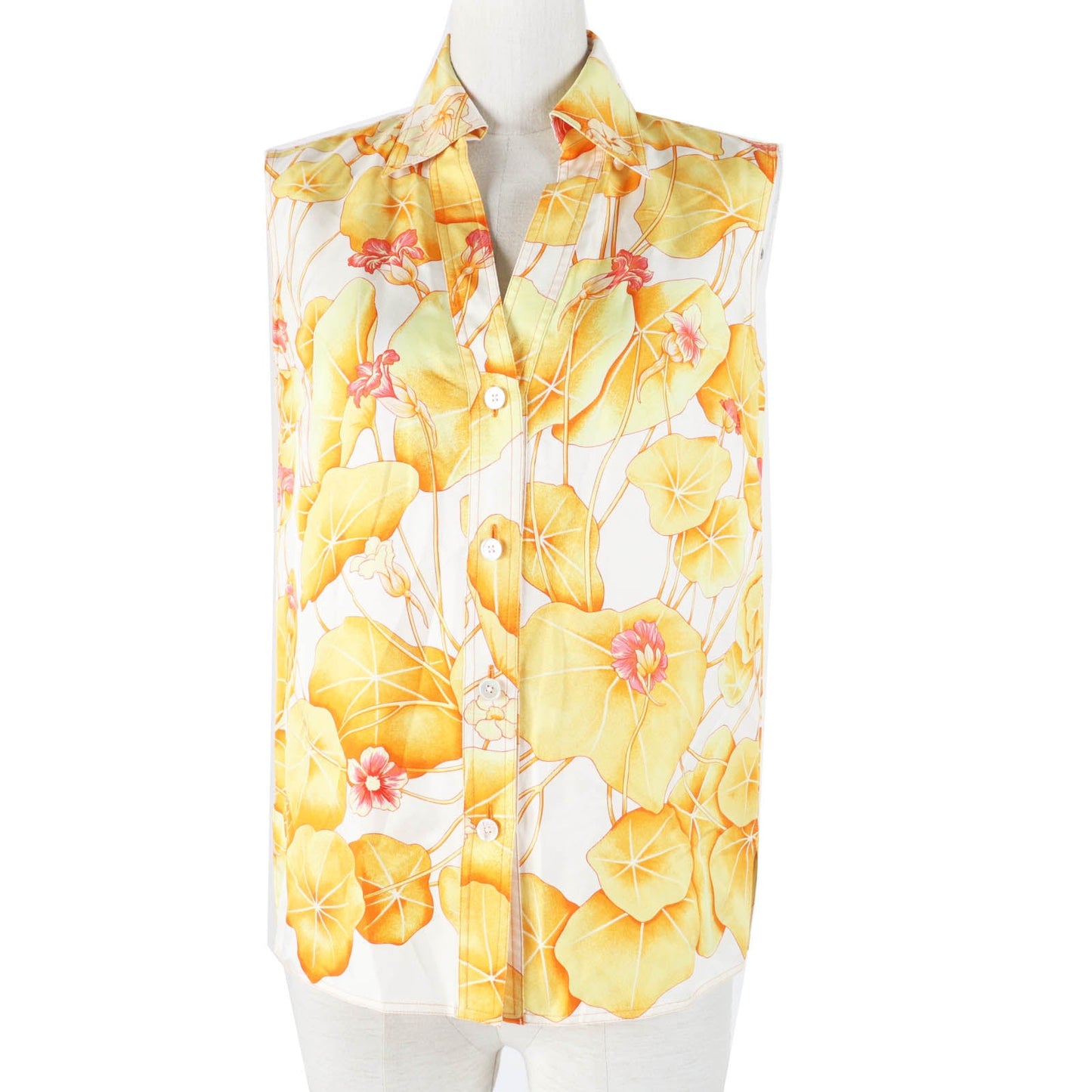 HERMES tops Main: 100% silk Orange Yellow type Margiela period Les Capucines Women 34
