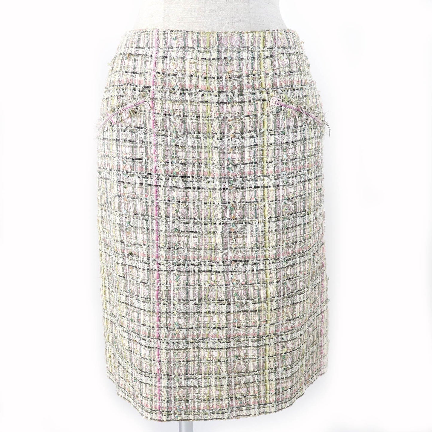 CHANEL Tweed skirt 05P P25517 Outer material: 34% viscose, Outer material: 25% polyamide (nylon), Outer material: 10% acetate, Outer material: 10% acrylic, Outer material: 8% polyester Beige multicolor Women 36
