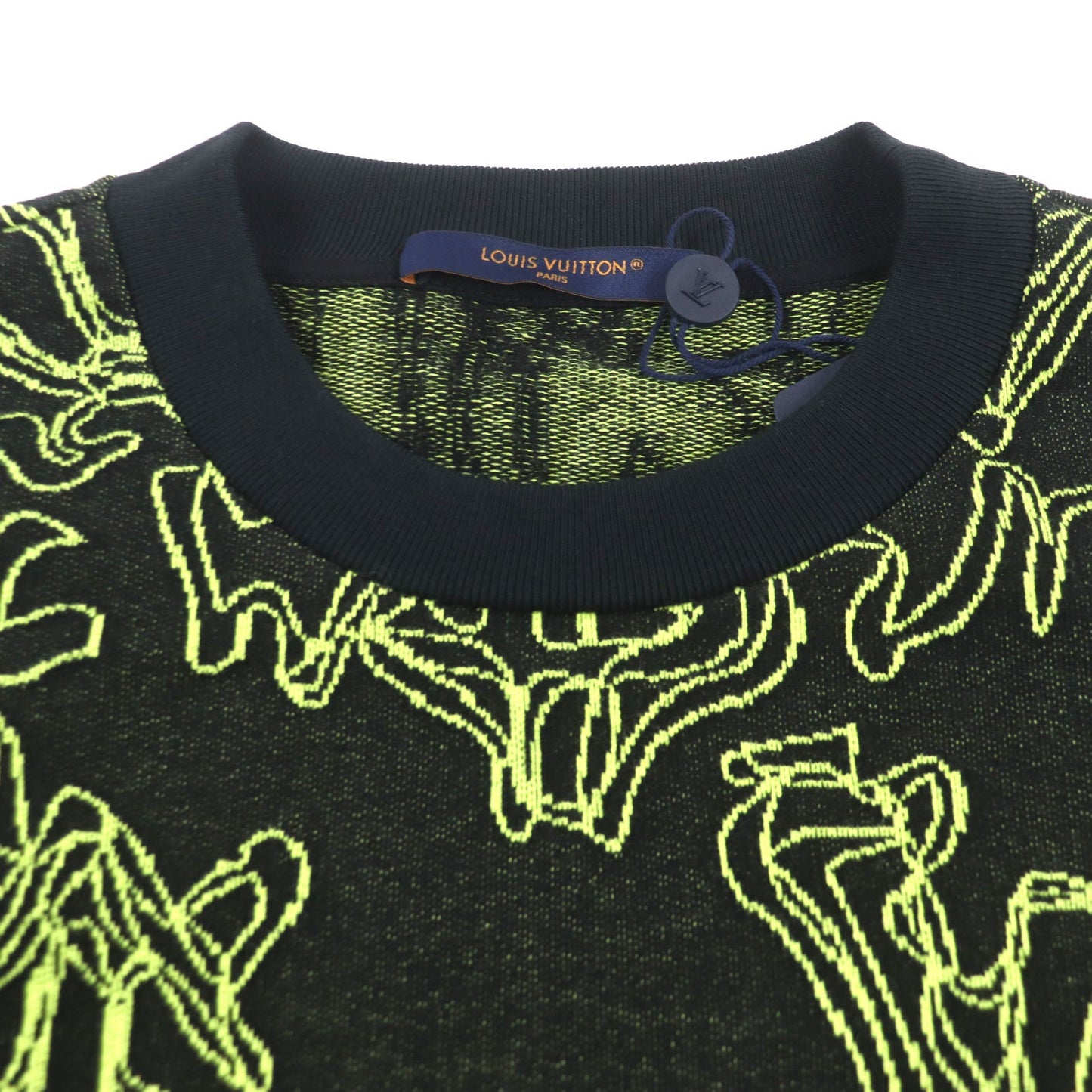 LOUIS VUITTON sweater Main: 100% cotton Black Lime Wavy Monogram mens L
