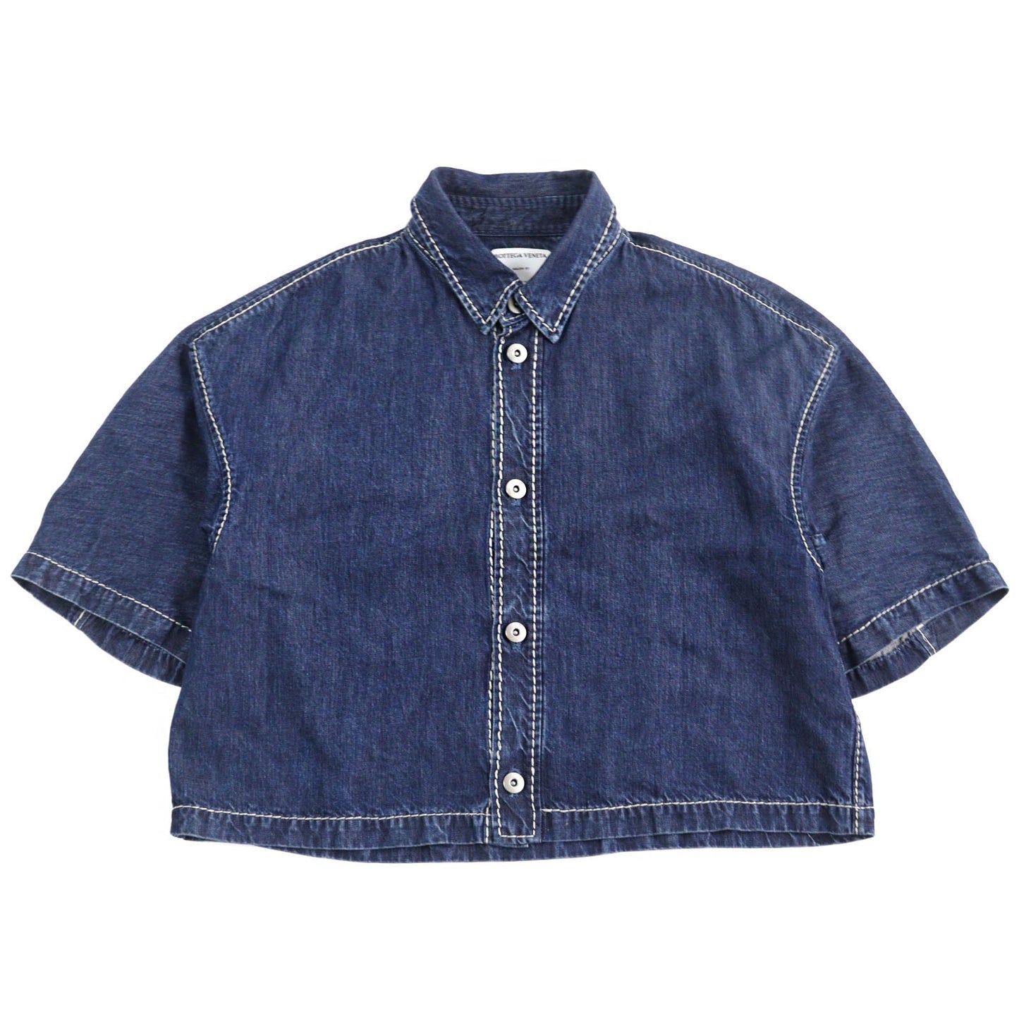 BOTTEGAVENETA Short sleeve shirt 659272 Outer: 100% Lyocell, Part: 100% Polyester Indigo blue mens 46