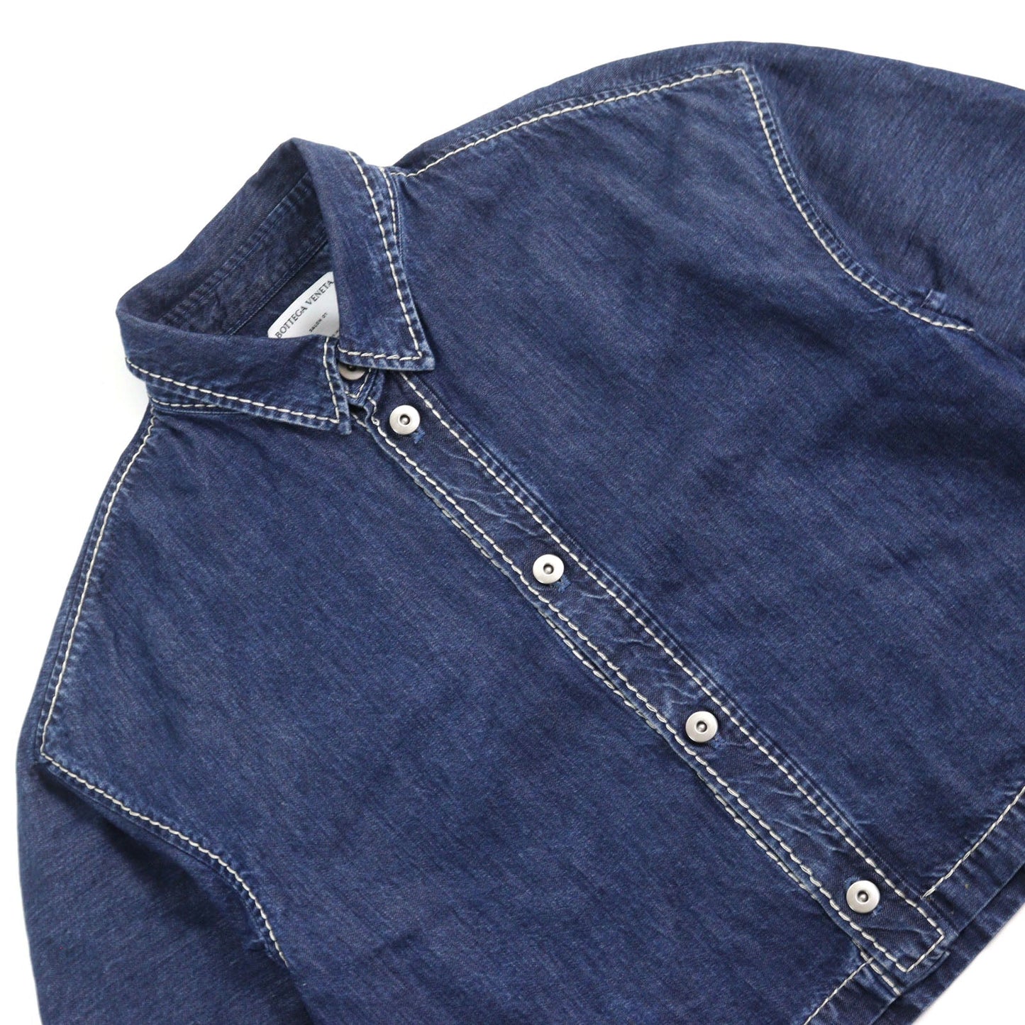 BOTTEGAVENETA Short sleeve shirt 659272 Outer: 100% Lyocell, Part: 100% Polyester Indigo blue mens 46