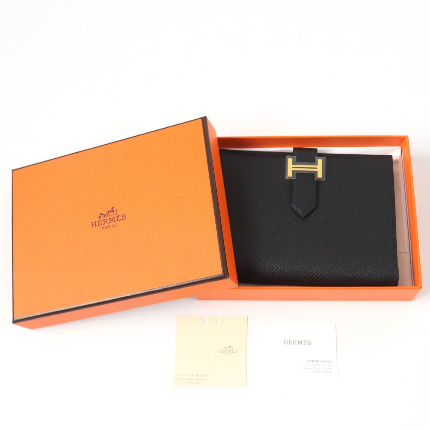 HERMES Bifold Wallet Main: Epsom black Bean compact Women