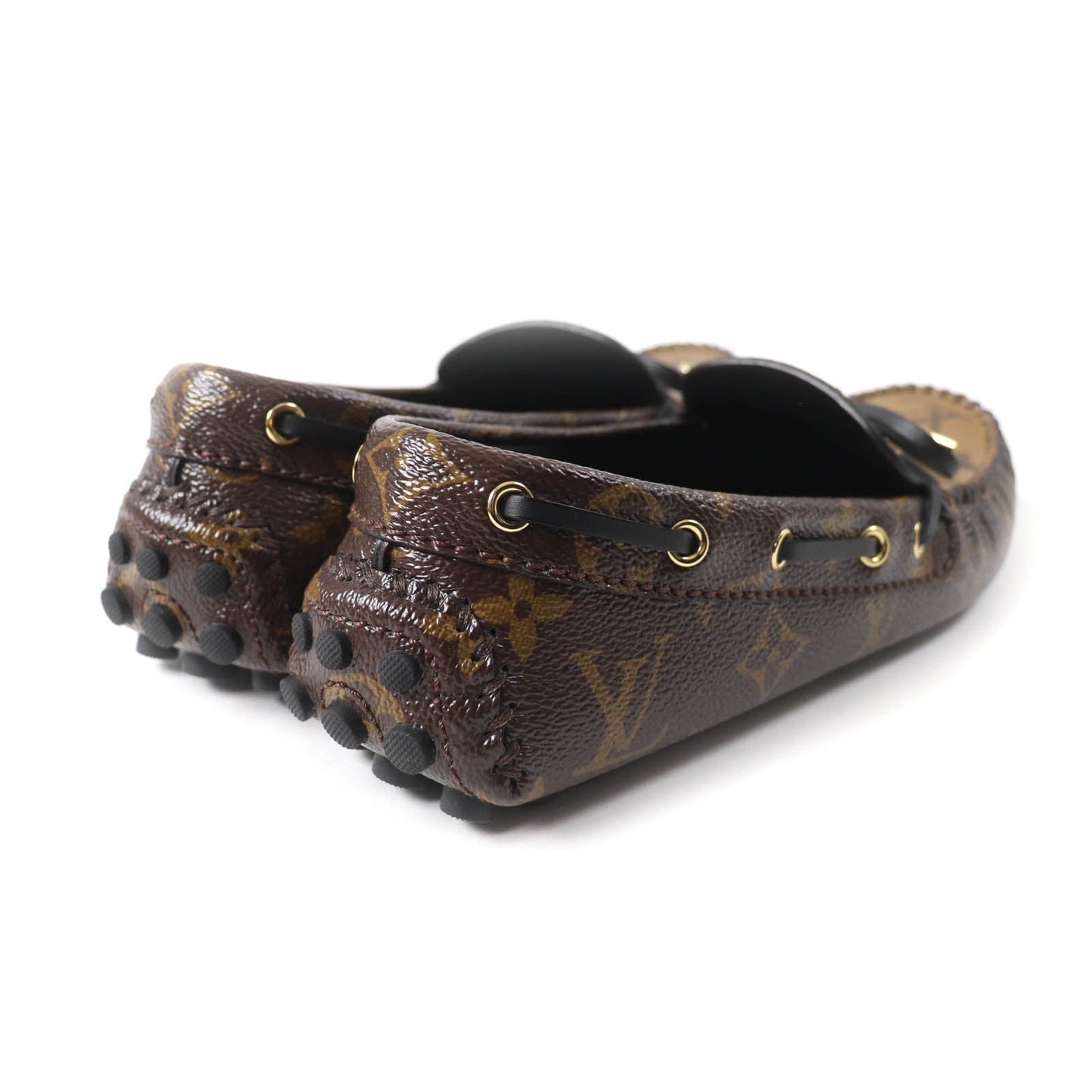 LOUIS VUITTON loafers Main: Monogram reverse canvas, leather Brown Driving shoes moccasins Gloria Lyne Women 35 1/2