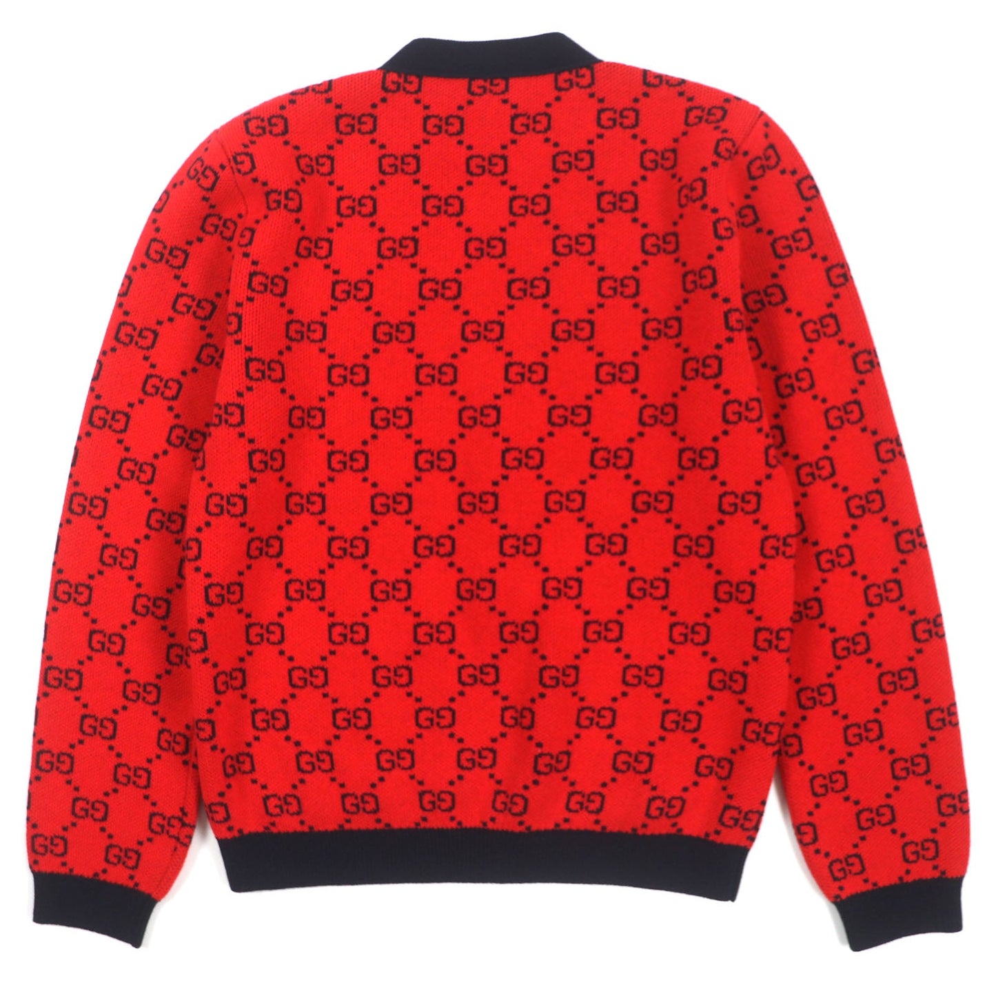 GUCCI cardigan 661156 Main: 54% wool, Main: 46% cotton, Part: 52% wool, Part: 45% cotton, Part: 2% nylon Red black Women M