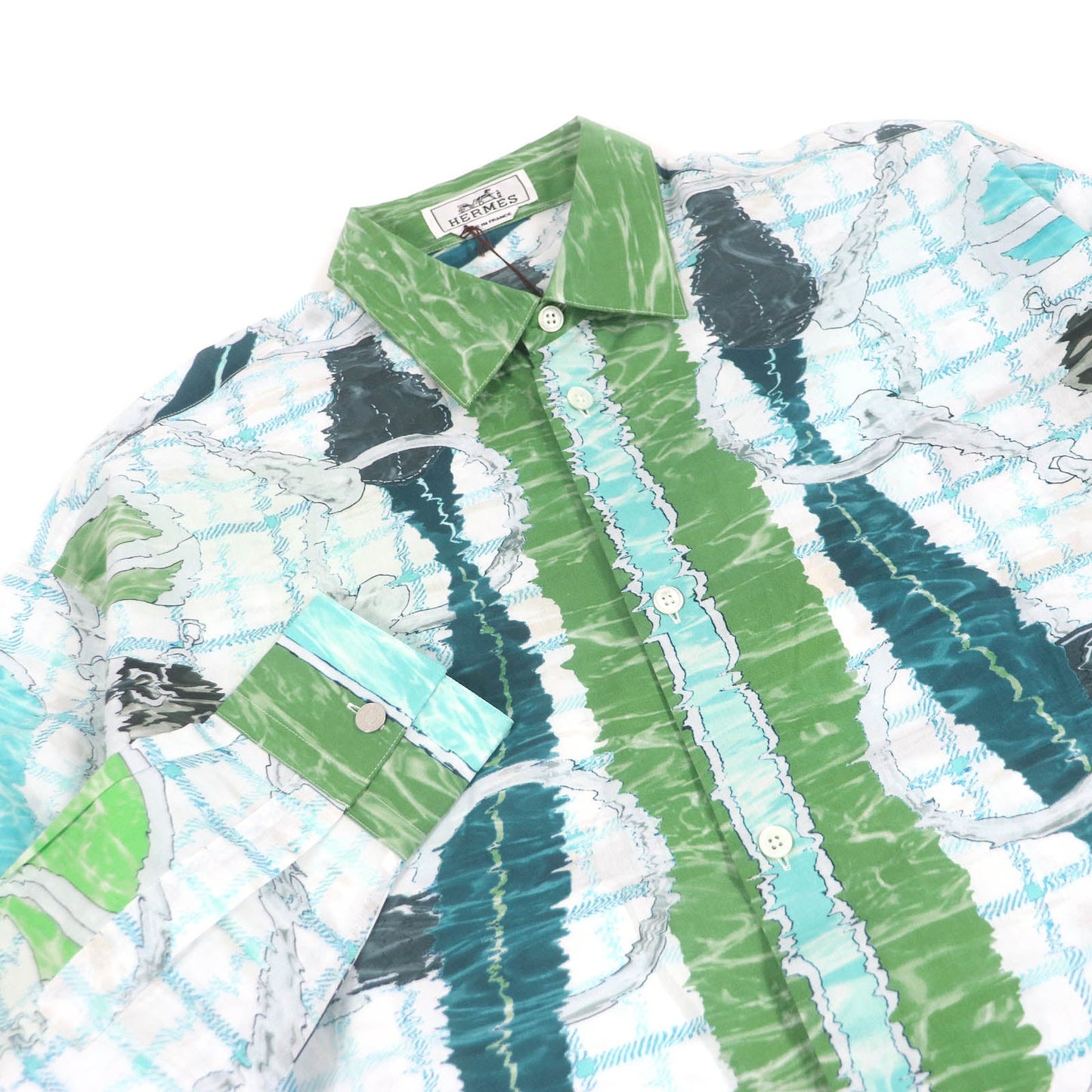 HERMES Long sleeve shirt Main: 100% cotton Blue type mens 38