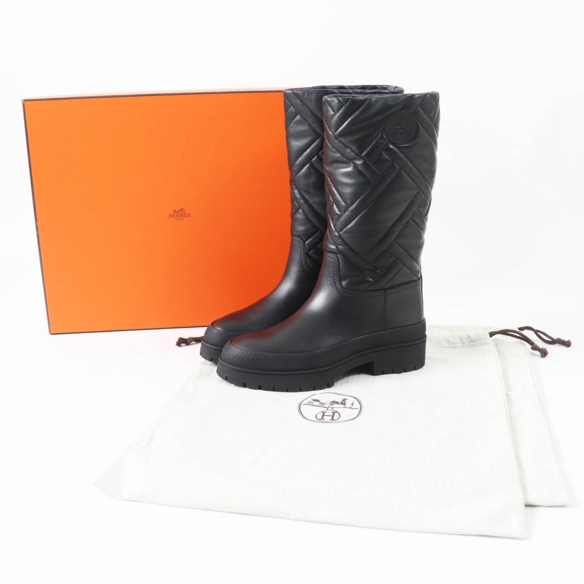 HERMES boots 222048 Main: Leather black Fuji Women 36.5