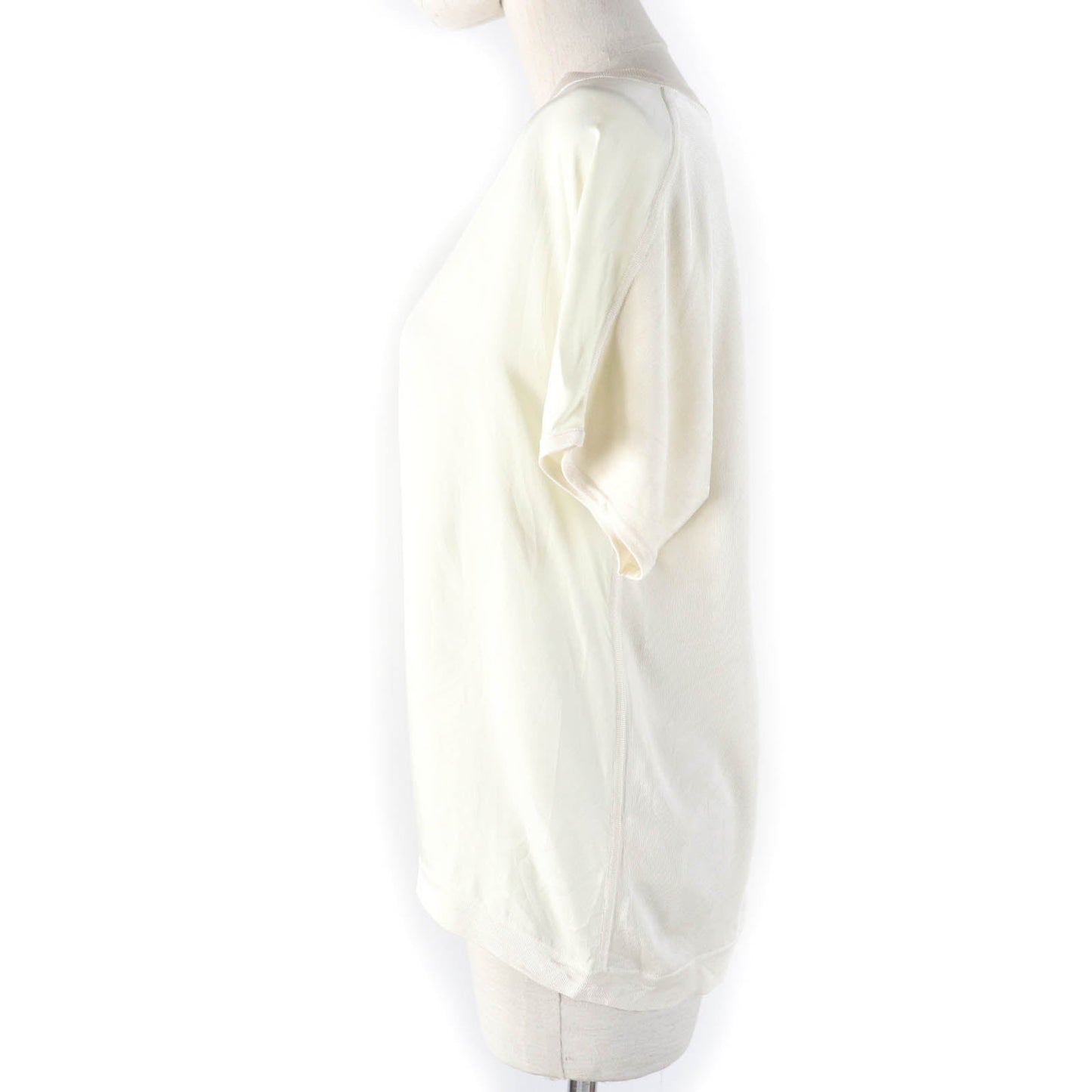 HERMES Short sleeve knit 2E2826DS Main: 100% silk, Main: 100% polyester Ivory Women 34