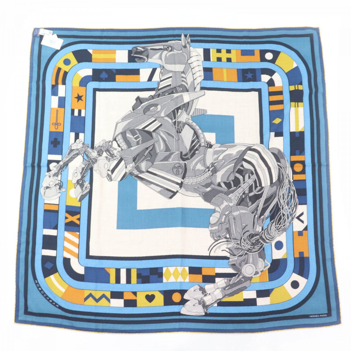 HERMES scarf HI03982T cashmere GRIS/NATUREL/OCRE Carre Jean Carre H100 ROBOCABAR Robocabal