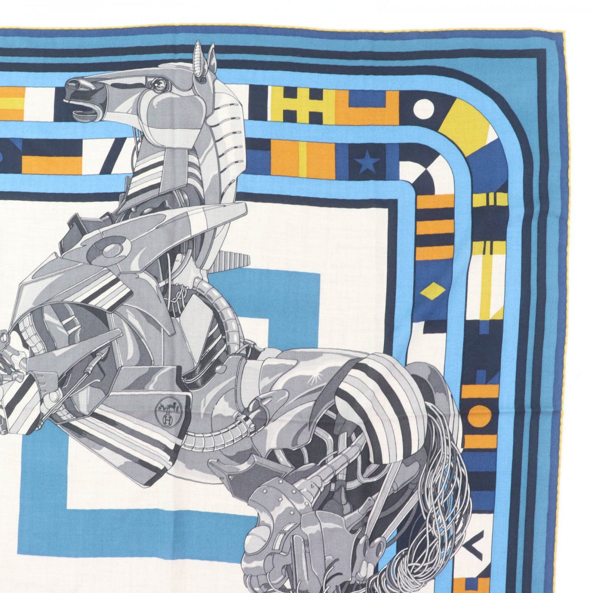 HERMES scarf HI03982T cashmere GRIS/NATUREL/OCRE Carre Jean Carre H100 ROBOCABAR Robocabal